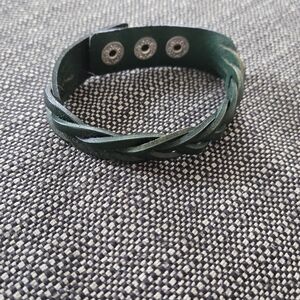 Green Braided Leather Bracelet